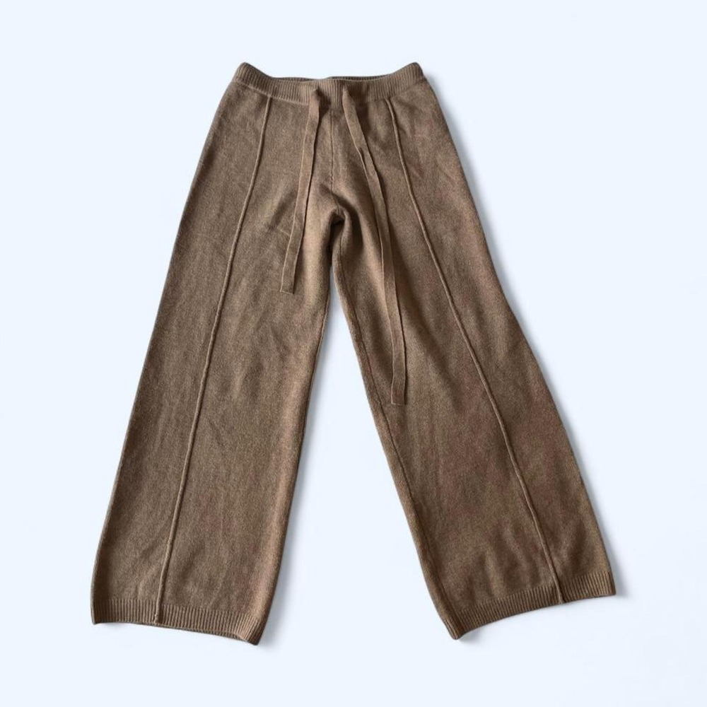 Tan knit wide leg pants size M‎